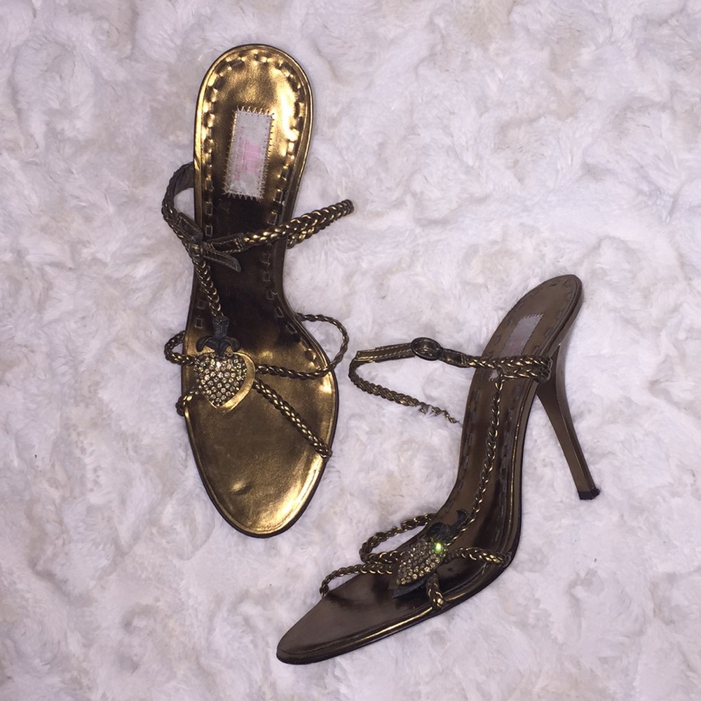 JLO Gold Braided Strappy Heels Size 9M